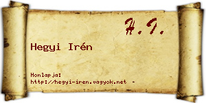 Hegyi Irén névjegykártya